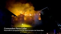 Le Chalet blanc en feu à Montgenèvre