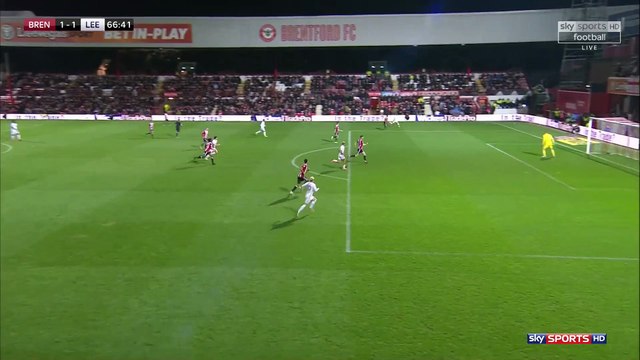 1-1 Ezgjan Alioski Goal England Championship - 04.11.2017 Brentford FC 1-1 Leeds United