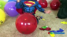 SURPRISE TOYS GIANT BALLOON POP CHALLENGE Batman vs Superman Disney Cars Toys Thomas and F