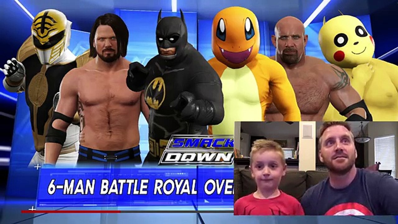 WWE 2K17 Super Heroes Battle Royal with LEGO BATMAN, Power Rangers & Pokemon | KIDCITY