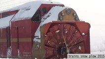 Awesome Powerful Train plow through snow railway new