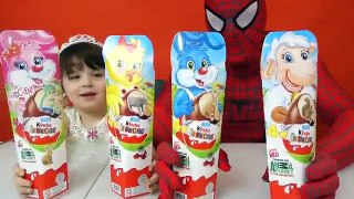 Fun for kids with eggs kinder surprise and Spiderman