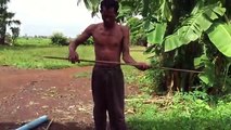 Creative Man Take Bamboo Create Bowfishing to Shoot Fish - Cambodian Traditional Fishing