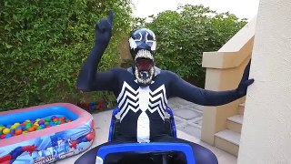 VENOM MONSTER TRUCK HIT Police Spiderman! w/ Hulk Joker Frozen Elsa Toys Kids Movie in Real Life