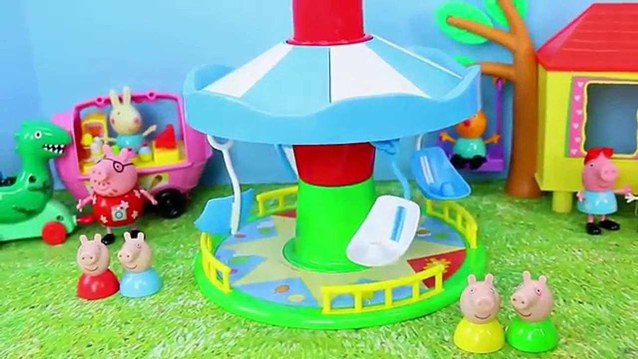 PEPPA PIG ICE CREAM Lego Duplo BLOCKS + Carousel Amusement Park Roller Coaster Game DisneyCarToys