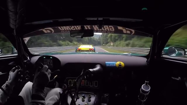 Mercedes-AMG GT3 chasing Audi R8 LMS GT3 at Nürburgring