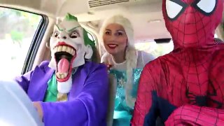 Frozen Elsa & Spiderman GOT A GIANT LONG CAR! w/ Joker Anna Hulk Learn Colors Fun In Real Life