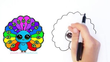 How to Draw Cartoon Peacock Cute step by step