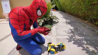 RECKLESS JOKER Autobot Transformers Mercedes CARS Under Car Accident w/ Spiderman Hulk In Real Life