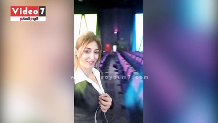 إحدى المشاركات بمنتدى الشباب تشارك اليوم السابع بفيديو تعريفى لقاعته