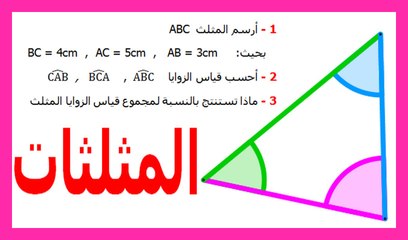 الرياضيات السادسة إبتدائي - المثلثات  تمرين 1