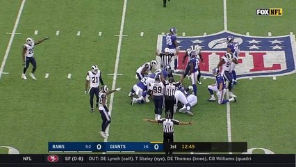 Aaron Donald bulldozes past O-line to strip-sack Eli Manning