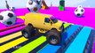 LEARN COLOR Monster Truck Cars with Superheroes Buses Spiderman Cartoon for kids and babies!