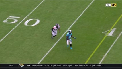 Samuel pulls down pass, JUST in front of defender's hands