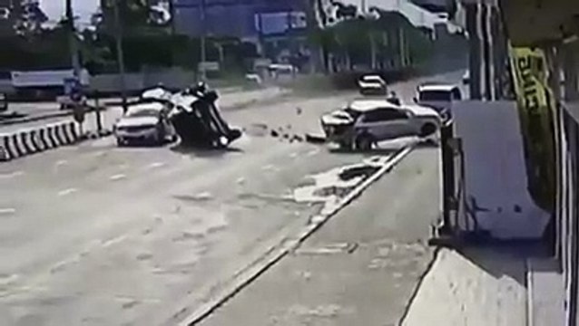 Overtaking car crash caught on CCTV