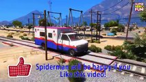 EMERGENCY CARS in Trouble w Trains Color TRUCK TRAIN in Spiderman Cartoon w Nursery Rhymes Songs