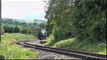 Locomotive à Vapeur Britannique passe en tirant un Train de Marchandises