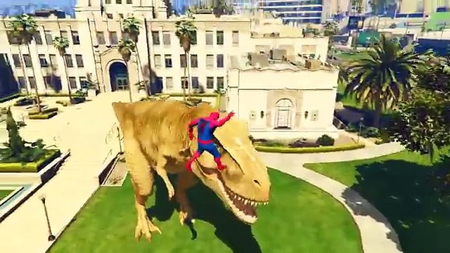 Cars Cartoon Spiderman Meet the T-Rex DINOSAUR Lightning McQueen Monster Trucks for Children Disney