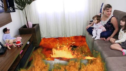 DESAFIO O CHAO É LAVA SALVAMOS A PEPPA PIG BABY ALIVE E BEBÊ REBORN THE FLOOR IS LAVA