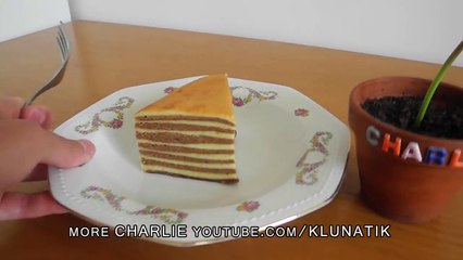 Charlie eating Indonesian Lapis Legit-!-!