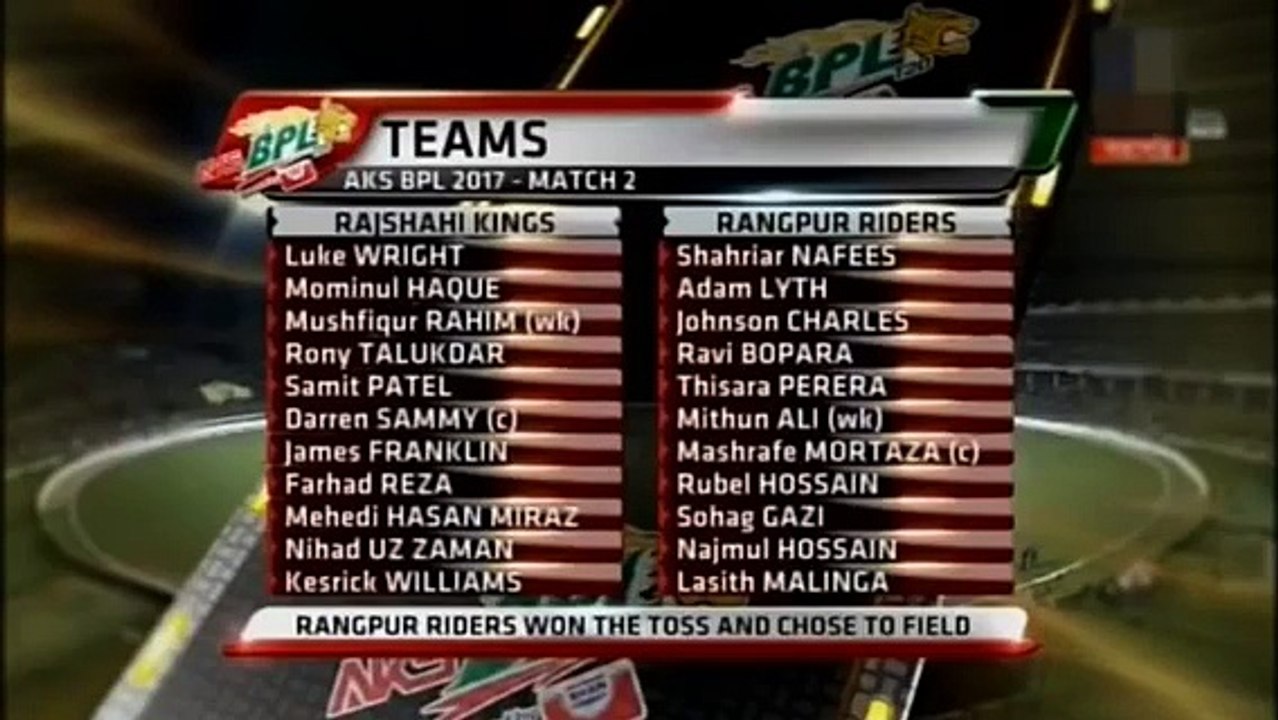 BPL Match 2 - Rajshahi Kings vs Rangpur Riders full HD highlights 2017