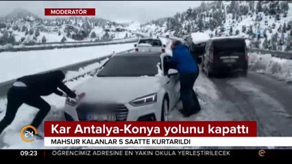 Kar Antalya-Konya karayolunu kapattı
