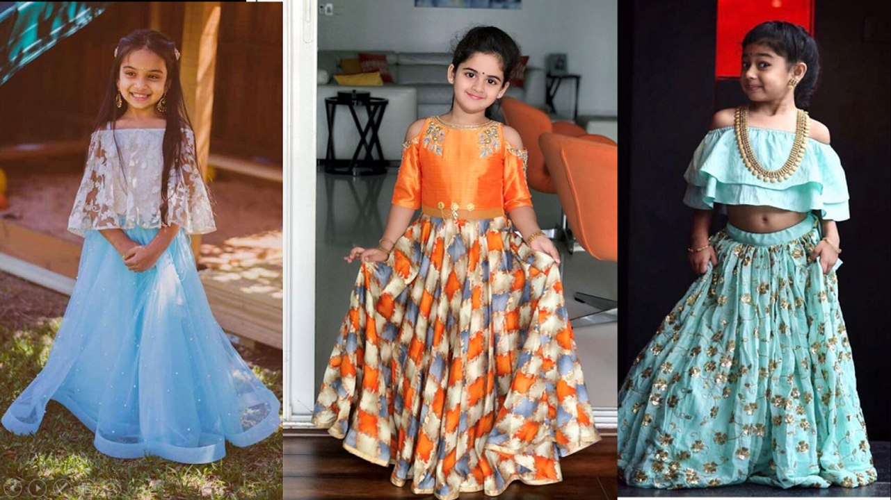 Latest Pretty Crop top lehenga designs for girls-Indo western outfits designs for kids