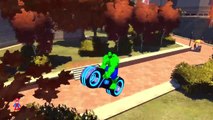 Hulk Rides his Tron Bike Crazy Motorbike Crash Party * Children Nursery Rhyme with Action SHS