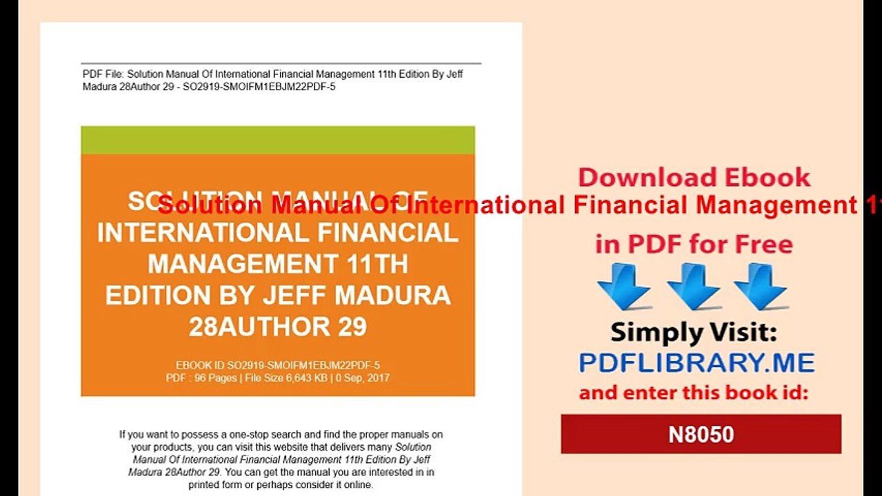 Solution Manual Of International Financial Management 11th Edition By Jeff Madura  28Author 29