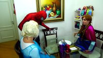 Frozen Elsa & Spiderman AT SCHOOL LEARNING BATH TIME w/ Frozen Anna Joker Superhero in Real Life IRL