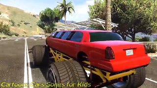 RED MONSTER TRUCK LIMOUSINE for Kids in Spiderman Cartoon for Children with Nursery Rhymes Songs