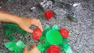DIY - Como fazer Decoração com rosas de eva para vela de natal