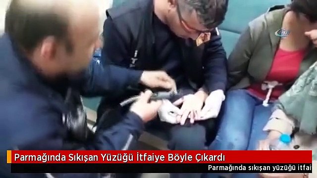 Parmağında Sıkışan Yüzüğü İtfaiye Böyle Çıkardı