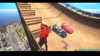 Color Disney Pixar Lightning McQueen Cars for kids with Spiderman ( songs for children )