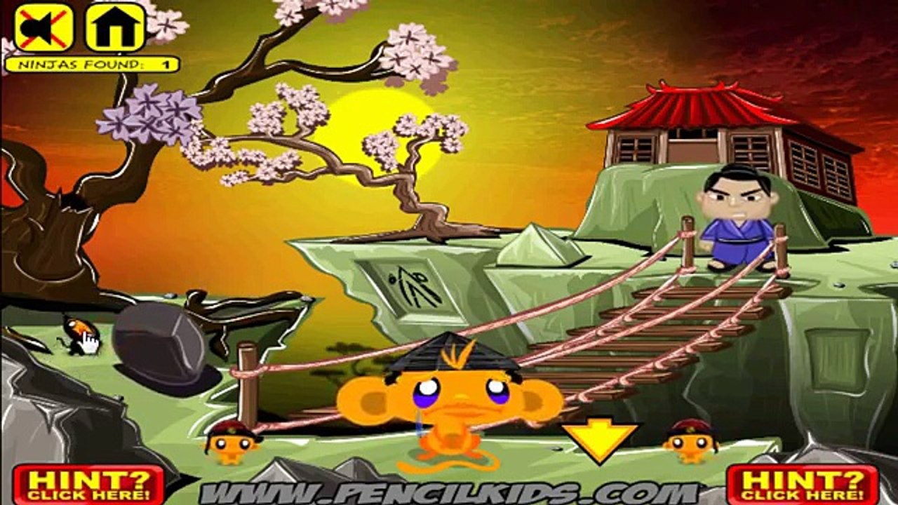 Hướng dẫn chơi game Chú khỉ buồn tìm ninja 2 - MONKEY GO HAPPY NINJAS 2 trên Game Vui