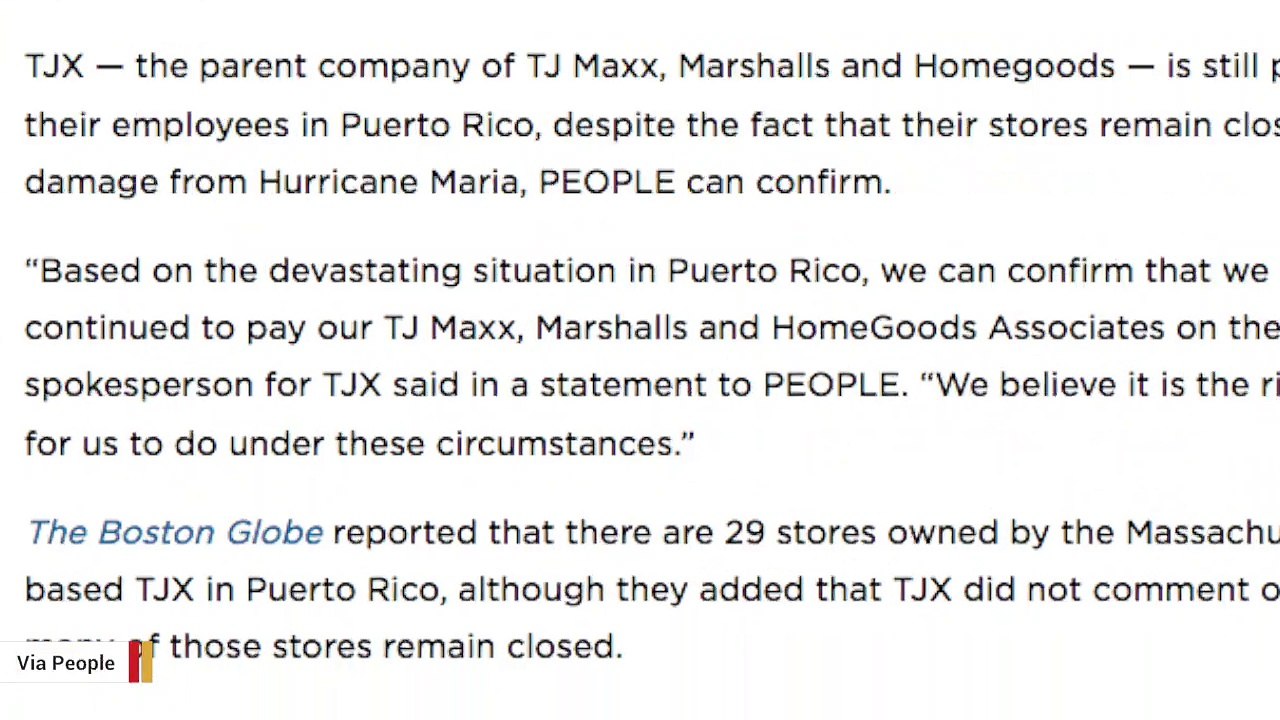 TJ Maxx’s Parent Company Continues To Pay Workers Of Puerto Rico Stores