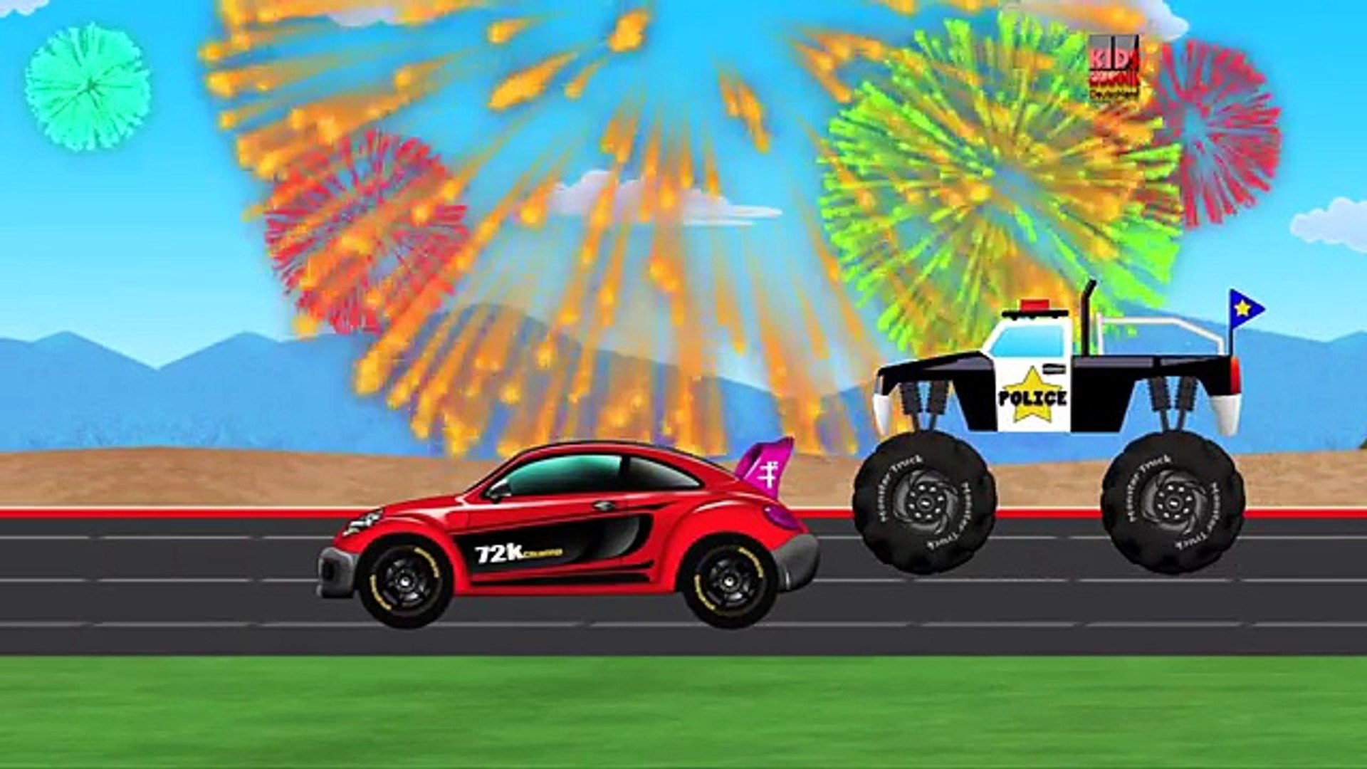 Monster Truck Vs Sports Car Kinder Video Kinder Spielzeug Rennen Dailymotion Video