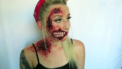 Pin Up Zombie Halloween Make Up Tutorial ♡