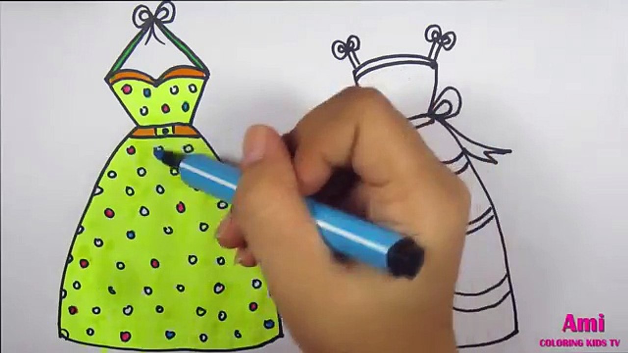 Đồ chơi trẻ em : vẽ và tô màu 2 bộ váy công chúa xinh đẹp / Ami Channel
