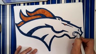 How to Draw The Denver Broncos Logo Step by Step, by hand