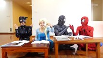 Frozen Elsa & Spiderman GO TO SCHOOL! w/ Maleficent Teacher Joker Fun Superheroes in Real Life IRL