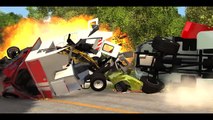Столкнулись с грузовиком Игры для мальчиков про машинки Авария на дороге Смотреть 3D мультик тачки