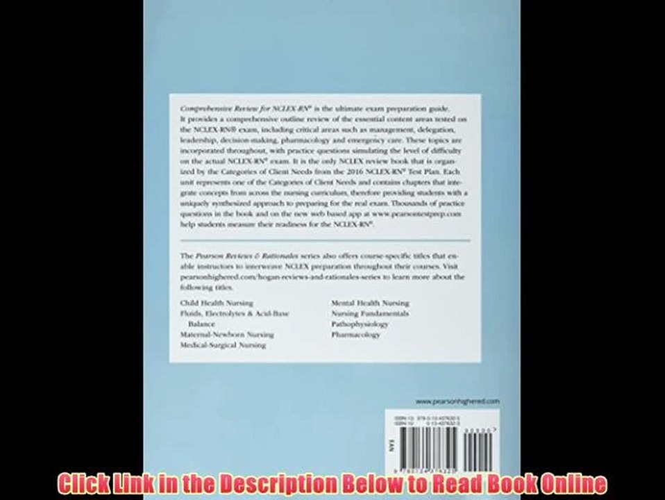 Download Pearson Reviews & Rationales: Comprehensive Review for NCLEX-RN (Hogan, Pearson Reviews & Rationales) Full Ebook