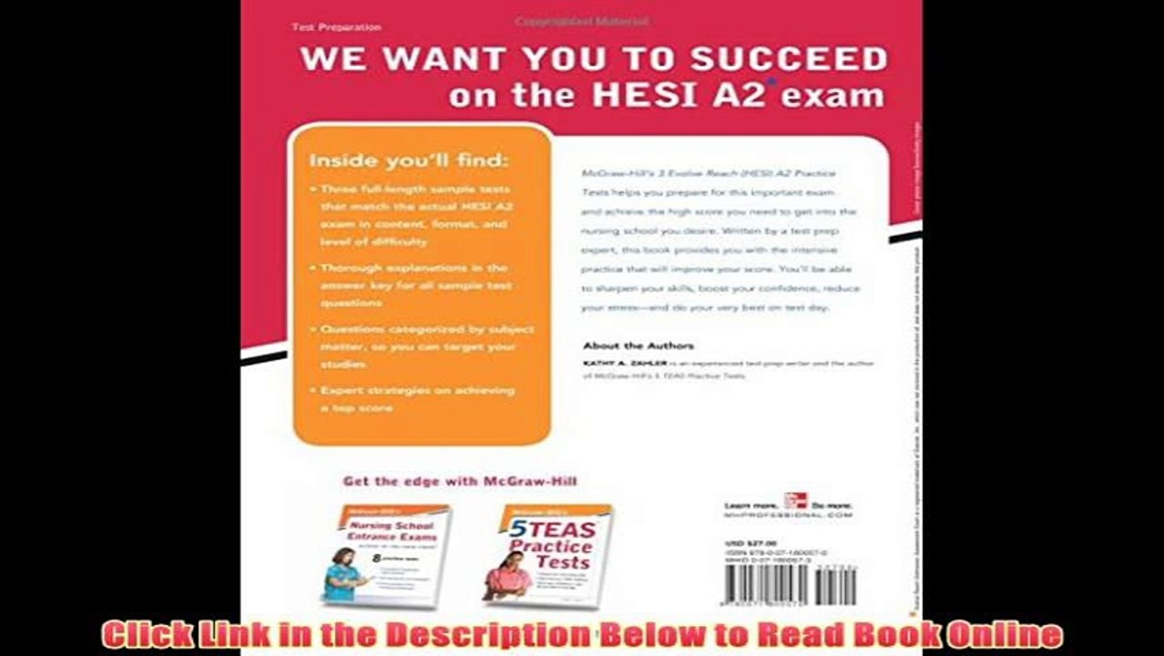 Download [PDF] McGraw-Hill’s 3 Evolve Reach (HESI) A2 Practice Tests Full Book
