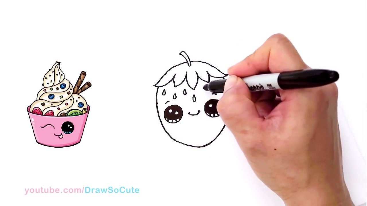 How to Draw a Strawberry Easy - Cute Fruit