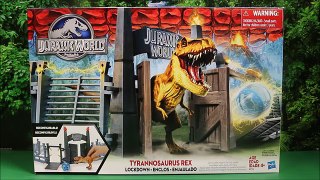 NEW JURASSIC WORLD LOCKDOWN PLAYSET Indominus Rex Hybrid Vs TREX Tyrannasaurus Kids Toys Unboxing