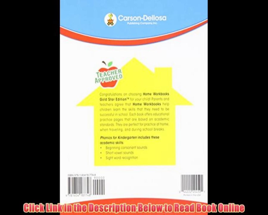 Read Online Phonics for Kindergarten, Grade K: Gold Star Edition (Home Workbooks) Ebook