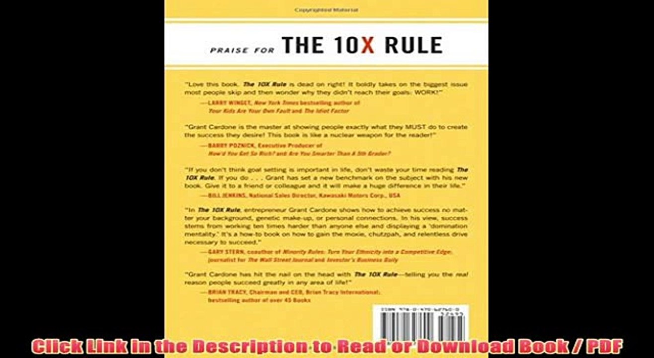 Read The Ten Times Rule: The Only Difference Between Success and Failure PDF Book