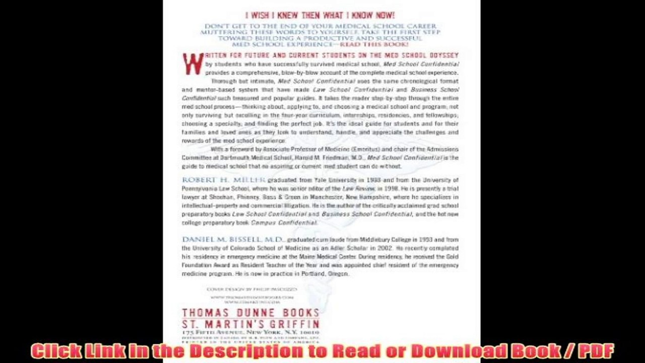 Download Med School Confidential: A Complete Guide to the Medical School Experience: By Students, for Students eBook Full