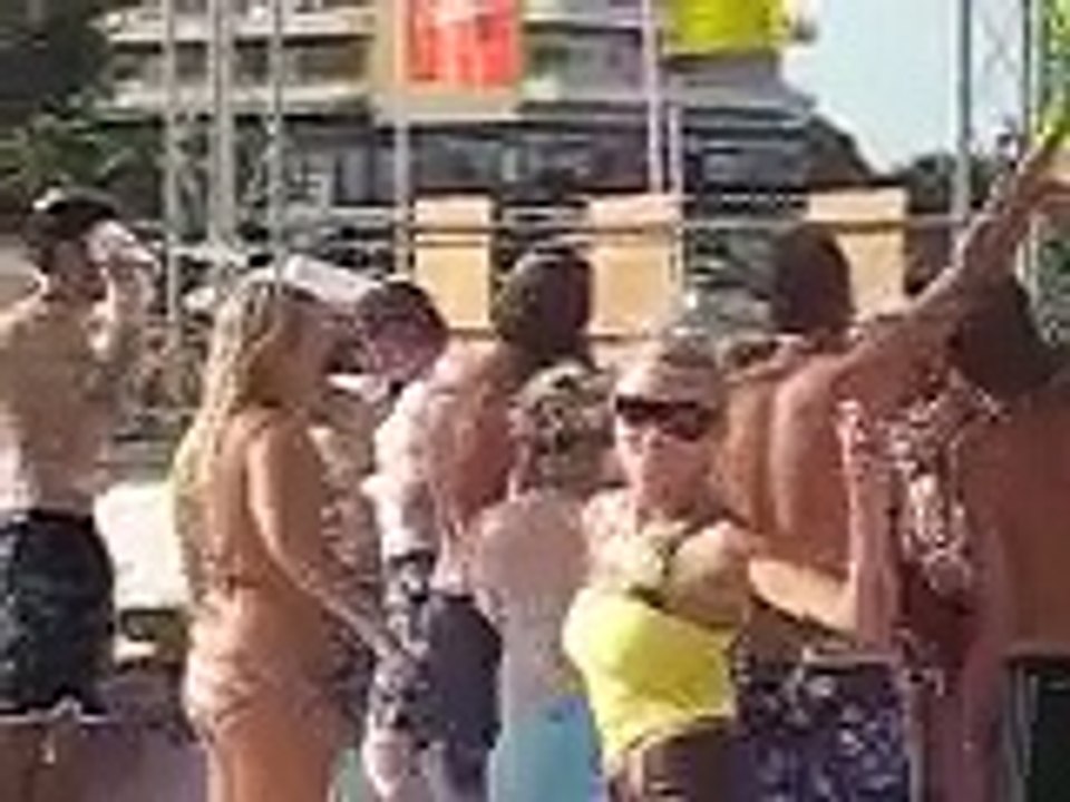 Beautiful girl dancing in Star Beach, Hersonissos